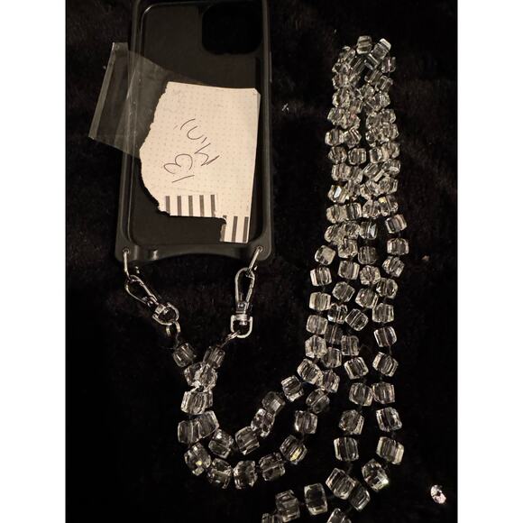Bandolier iPhone 13mini donna wallet case &
Clear crystal Cleo beaded strap - Picture 2 of 3
